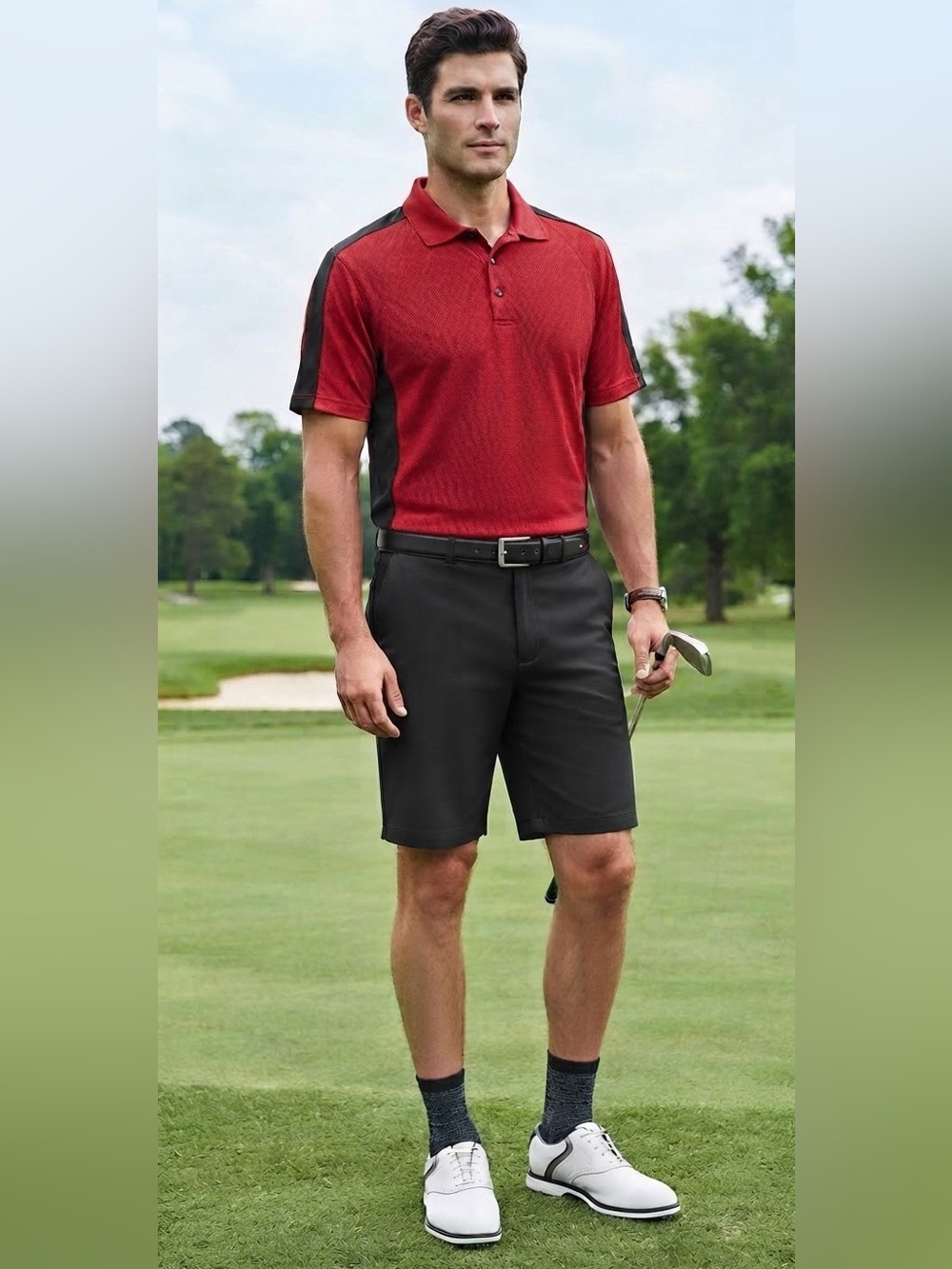 Grand Slam Golf Red Black Sports Polo Shirt Men’s Size M